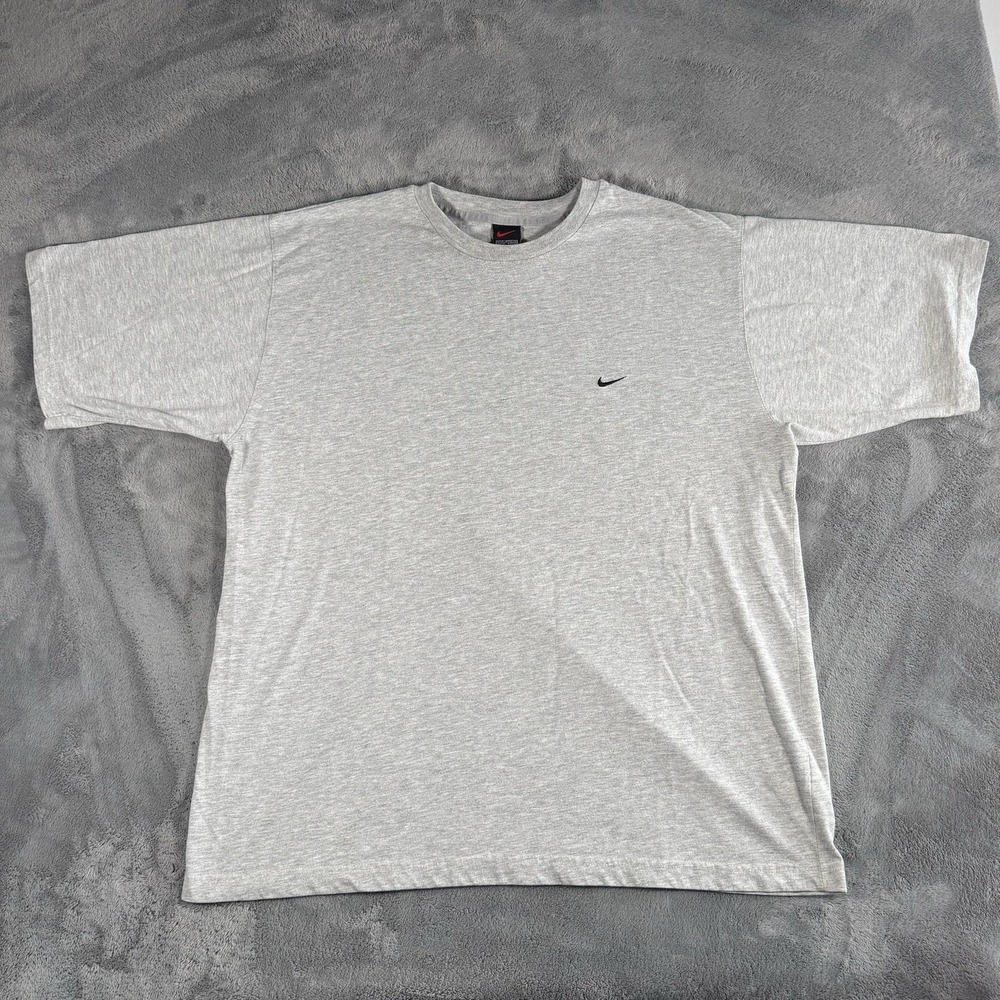 Vintage Nike T-Shirt Mens Size XL Gray Swoosh Logo Cotton Blend Athletic Y2K